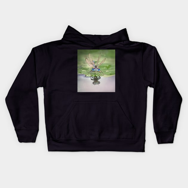 Blue-tailed Damselfly Reflection Kids Hoodie by TonyNorth